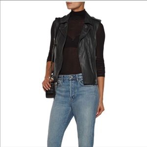 Muubaa Black Leather lambskin Moto Vest  - 10